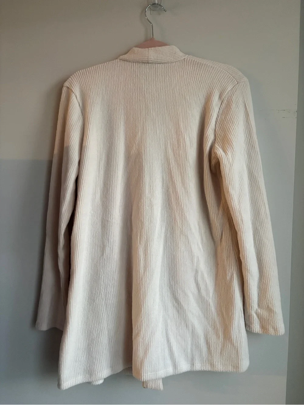 Cream Open-Front Ribbed Cardigan Sweater - Picture 2 of 2